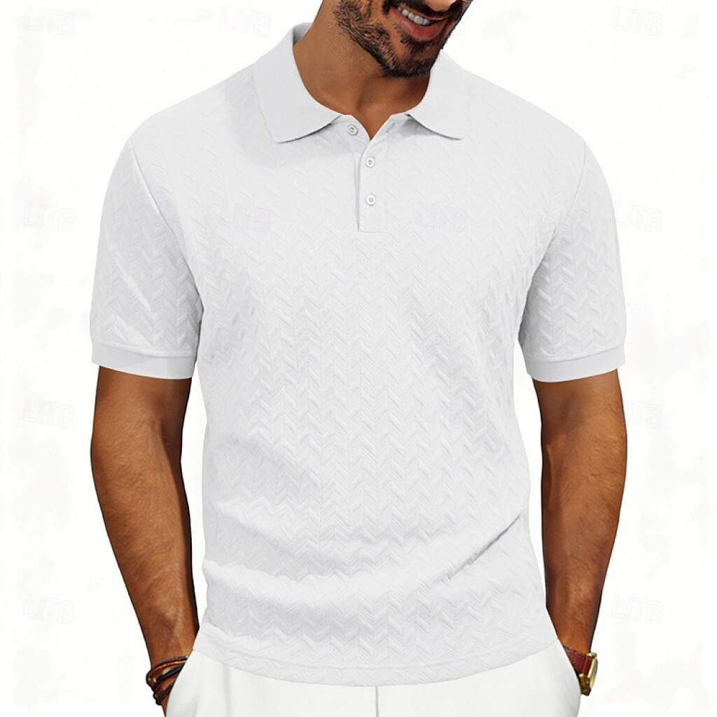 Men's Polo Polo Shirts Casual Street Lapel Short Sleeve Basic Modern Plain Lightweight Buttons Summer Spring Regular Fit Black White Khaki Dark Grey Army Green Polo 2026 - $21.99 –P11