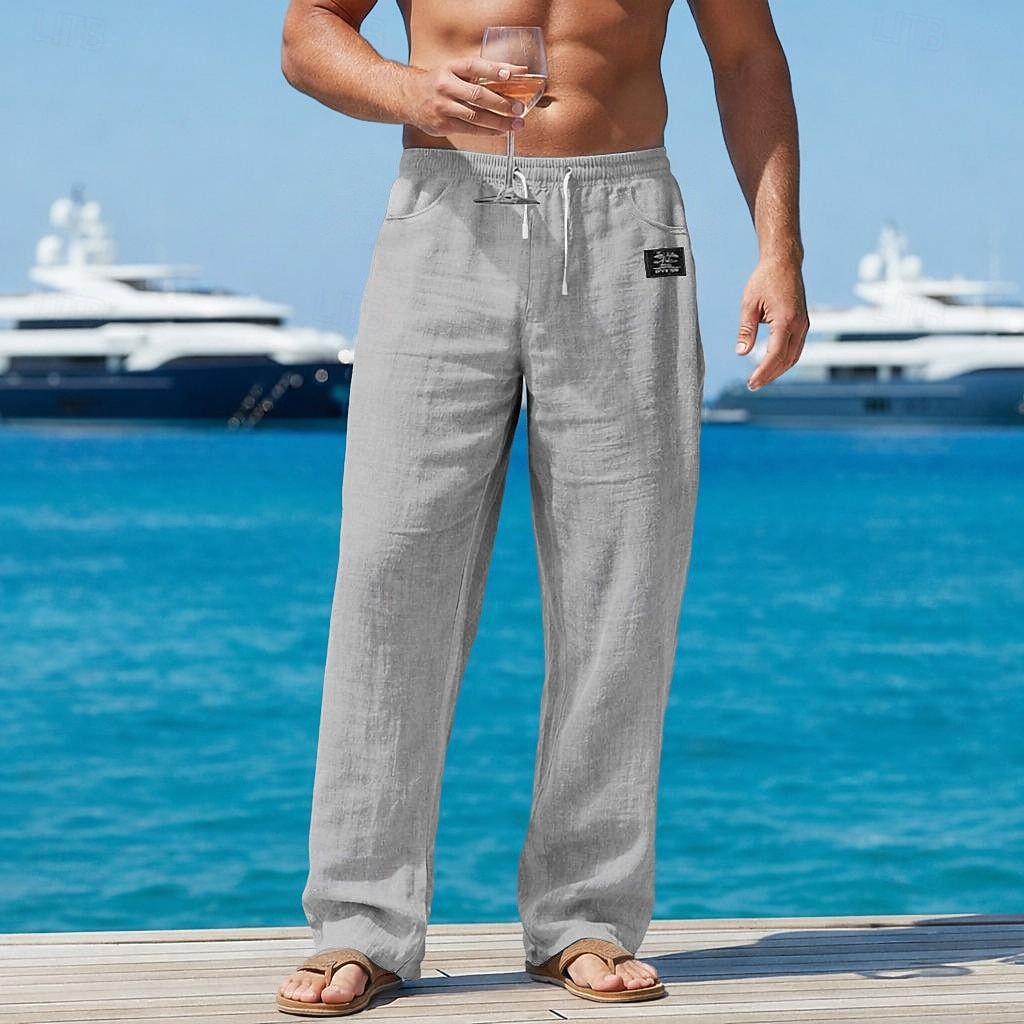 Per uomo Pantaloni di Lino Pantaloni Pantaloni Estivi Pantaloni Larghi Pantaloni da Spiaggia Elastico in vita Gamba Dritta Semplice Comodità Traspirante Lunghezza intera Casuale Quotidiano All'aperto del 2026 a $27.99 –P7