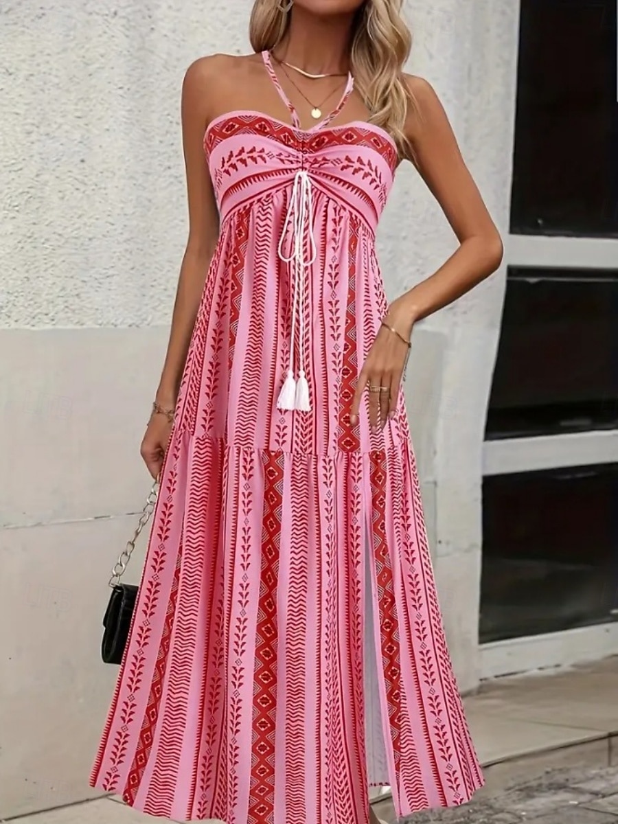 Women's Midi Dress Boho Dress Sundress Casual Dress Slip Dress Elegant Fashion Modern Outdoor Vacation Going out Regular Fit Plain Sleeveless Strapless Blue White Pink Summer Spring 2026 - $32.99 –P6