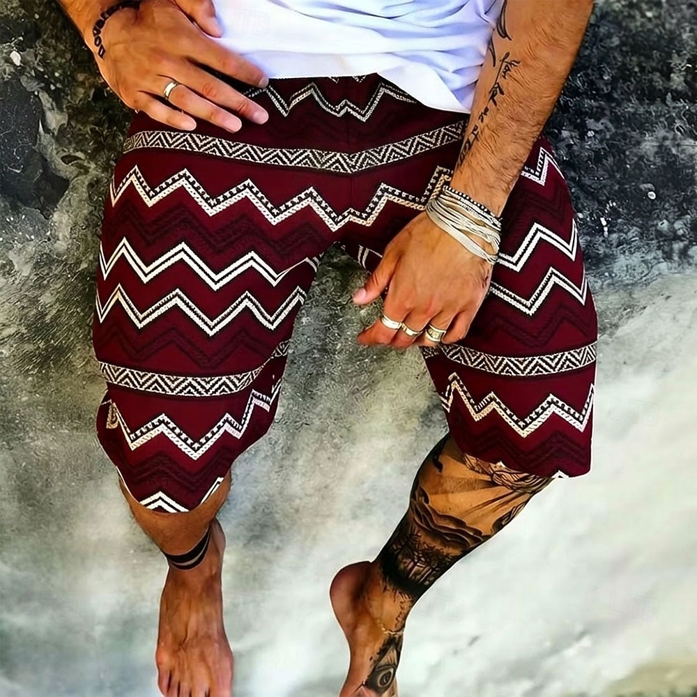 Męskie Wzór geometryczny Etnické Szorty dresowe Szorty plażowe Szorty frotte Średni Talia Retro / vintage Codzienny Streetwear Święto Ściągana na sznurek Elastyczny pas Druk 3D Projektant Odzież 2026 - $20.99 –P1