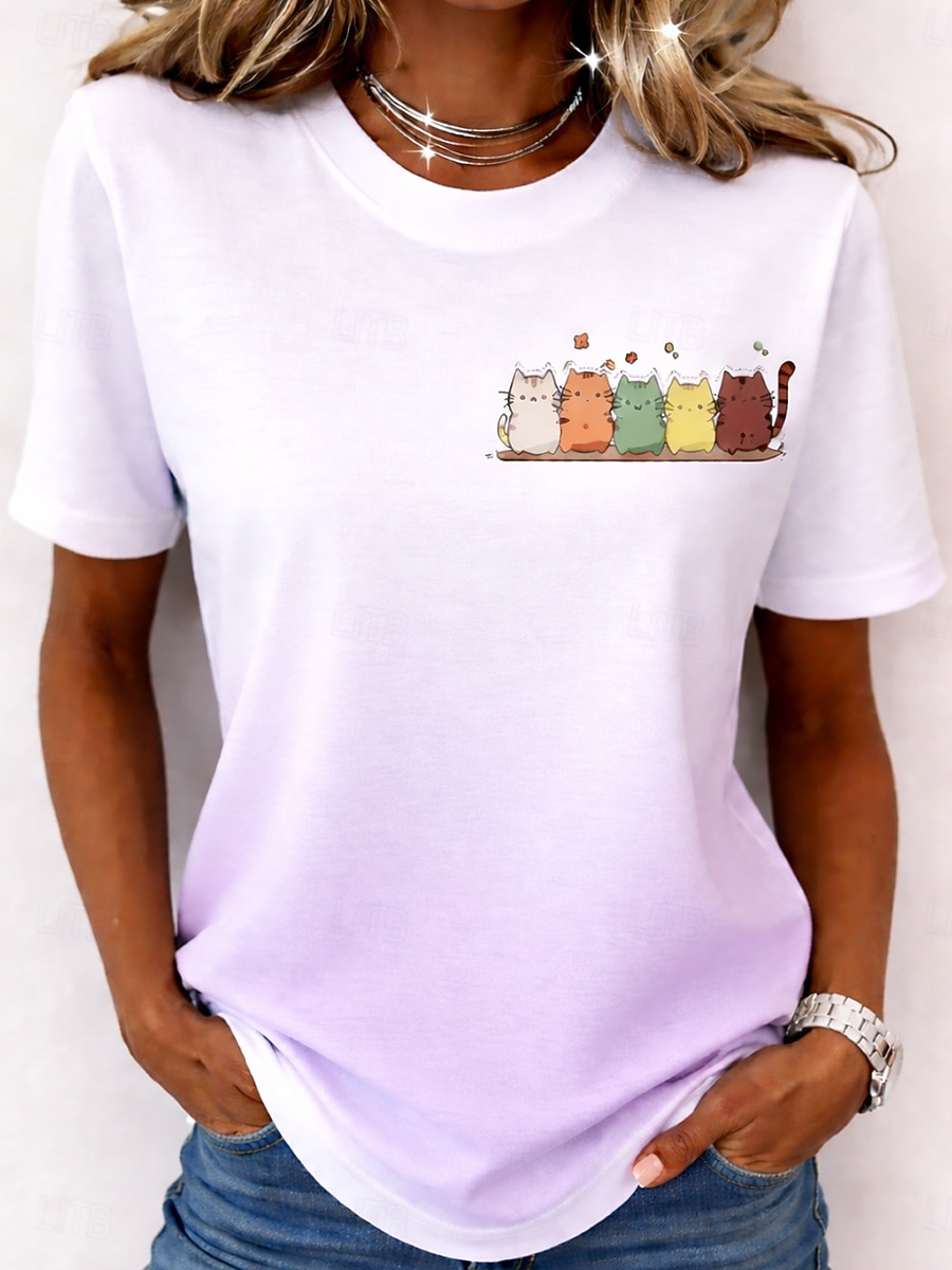 Women's T Shirt Print Floral Graphic Fashion Stylish Classic Short Sleeve Crew Neck Round Neck Regular Tops Casual Daily Weekend Yellow Red Purple Green Summer Spring 2026 - $19.99 –P5