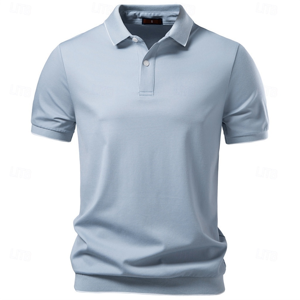 Homme Polo Chemise de golf Occasionnel Rue Revers Manche Courte Basique Moderne Uni Poids Léger Boutons Été Printemps Coupe régulière bleu marine Kaki Gris Bleu clair Polo de 2026 ? $29.99 –P1