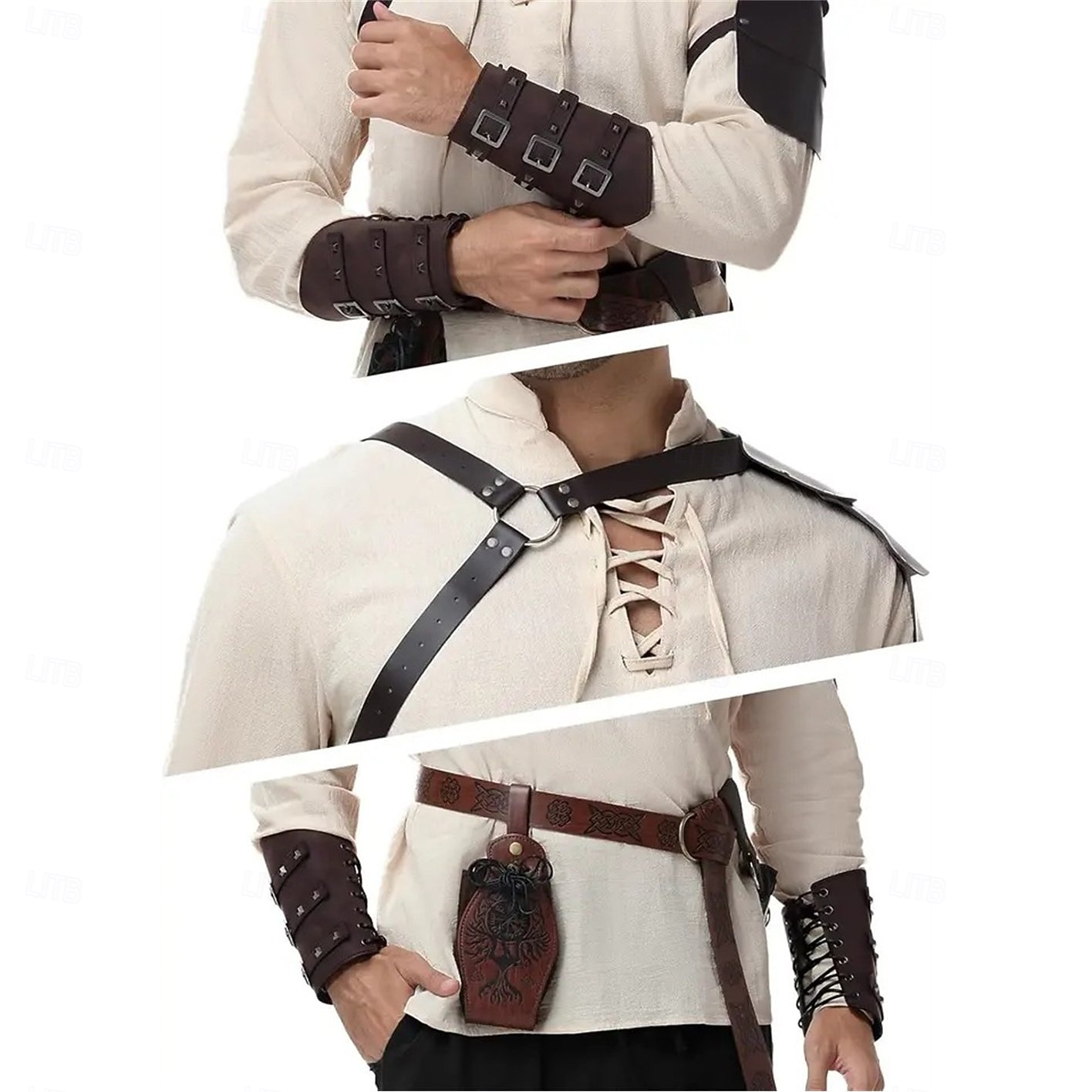 Medieval Renaissance Pants Waist Belt Shirt Long Sleeves Lace up Fancy Dress Men's Masquerade Party Renaissance Fair LARP Adults' Shirt Pants Shoulder Armor 2026 - $88.99 –P5