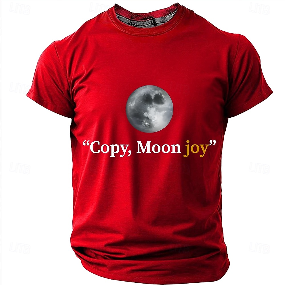 Men's "Copy, Moon joy" Full Moon Graphic T Shirt Short Sleeve Crew Neck Astronomy Space Lover Sarcastic Humor Quote Teal Blue Relaxed Fit Birthday Gift Designer Clothing Apparel 2026 - $18.99 –P17