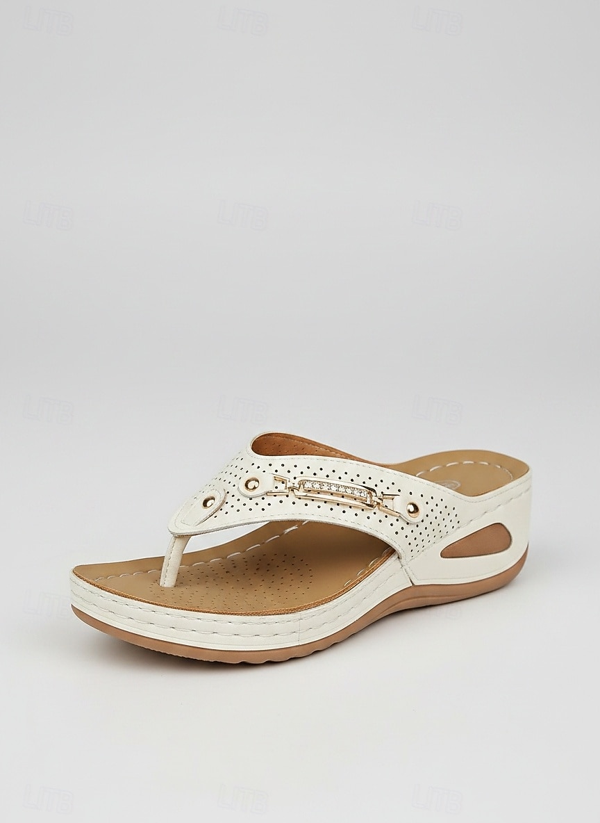 kvinnors komfortkil-thongsandaler, vadderade platåsandaler för sommarstrandpromenader 2026 - $24.99 –P6