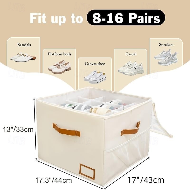 Organizator de pantofi pentru dulap, cutii de depozitare a pantofilor din material textil cu capac transparent - cutii de depozitare a pantofilor pliabile, rezistente la umiditate, secționate, 2026 - $32.99 –P4