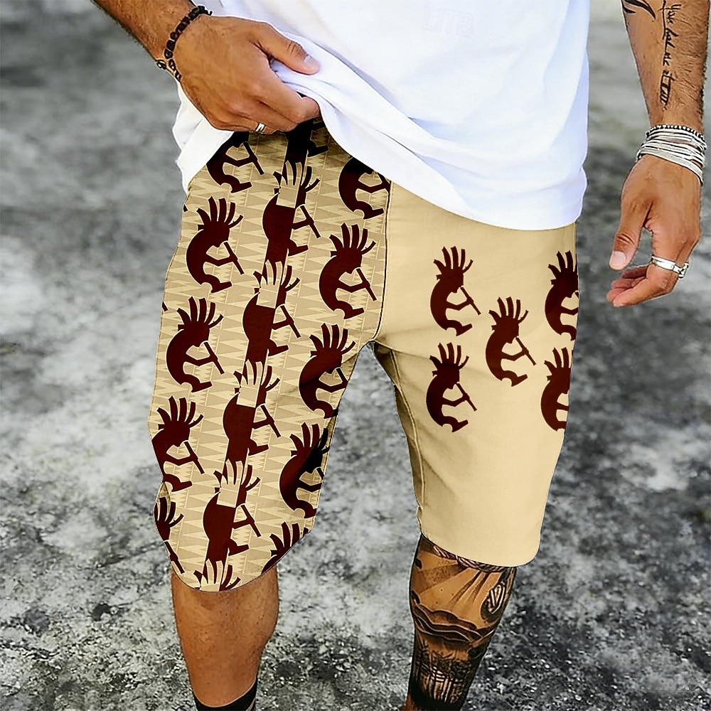 Men's Tribal Ethic / African Kokopelli Swim Trunks Bathing Suits Swim Shorts Board Shorts Mid Waist Retro Vintage Outdoor Vacation Dailywear Side Pockets Mesh Lining Elastic Drawstring Waist Designer 2026 - $20.99 –P2