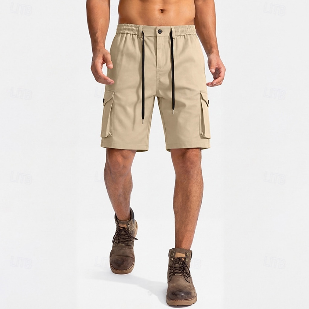 Men's Tactical Cargo Cargo Shorts Shorts Casual Shorts Drawstring Pocket Elastic Waist Plain Comfort Breathable Knee Length Casual Outdoor Beach Vacation Fashion Black Navy Blue Inelastic 2026 - $35.99 –P10