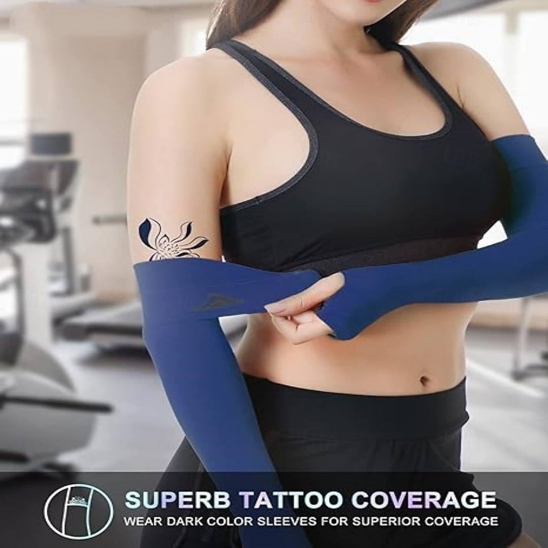 2 Pairs UV Sun Protection Arm Sleeves with Thumb Hole for Men Women Youth, Cooling Sleeve to Cover Tattoo, Mid-Compression 2026 - $18.99 –P3
