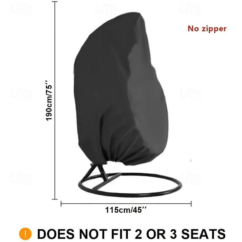 أغطية أثاث الفناء، أغطية كراسي الفناء البيضاوية بسحاب، غطاء كرسي خارجي مقاوم للماء والظروف الجوية القاسية، غطاء كرسي معلق مقاوم للرياح، 75 بوصة × 45 بوصة، أسود، عبوة واحدة 2026 - $22.99 –P4