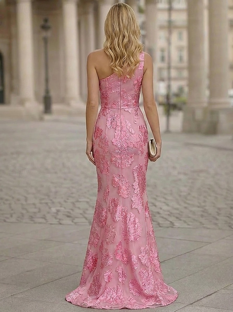 Trompetă  Sirenă Mătura Trenă Rochii de seara Elegant Pastel Fără manșon Pe Umăr Serată Nuntă Organza Jaquard cu Bloc Culoare 2026 - $182.99 –P3
