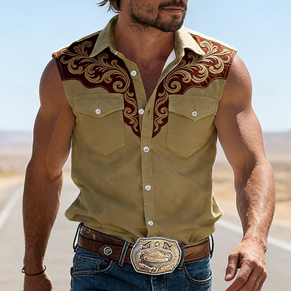 Ανδρικά Φλοράλ Πεπαλαιωμένο Δυτικό πουκάμισο Πουκάμισο καουμπόη Αμάνικο πουκάμισο Αμάνικο δυτικό στυλ ΕΞΩΤΕΡΙΚΟΥ ΧΩΡΟΥ Δουλειά Αιτιώδης συνάφεια Καλοκαίρι Άνοιξη Απορρίπτω 3D 2026 - $25.99 –P2