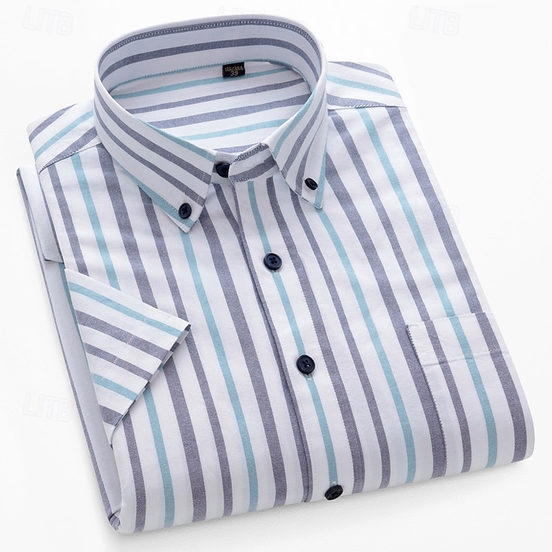 Homens Camisa Social Saia camisa de botão Camisa Oxford Bloco de cor Casual Diário Branco Amarelo Azul Marinha Azul Royal Manga Curta Aberto para a Lateral Verão Primavera Roupa Patchwork de 2026 por $36.99 –P6