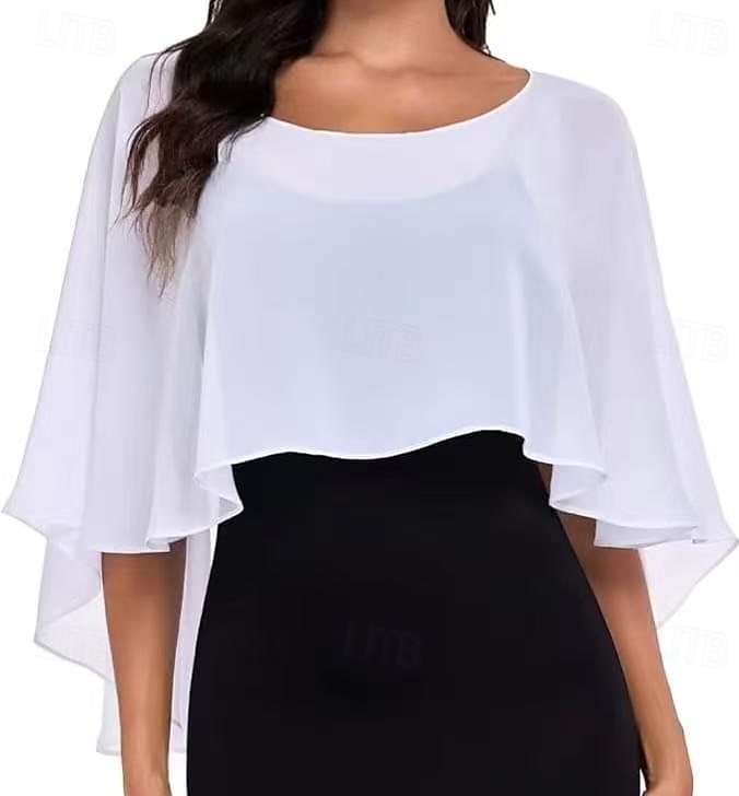 Damesomslag Bolero Moeder Wraps Bruids Wraps Wraps voor bruiloftsgasten Elegant Dames Formele Stijl Mouwloos Chiffon Bruiloftsomslagen Met Pure Kleur Voor Dagelijks Lente zomer 2026 - $34.99 –P1