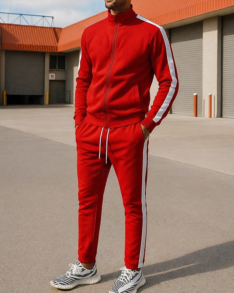 Ανδρικά Φόρμα Στολή τρεξίματος Σετ Φόρμας Πλήρες φερμουάρ Συνδυασμός Χρωμάτων Ρούχα σύνολα Φθινόπωρο & Χειμώνας Μαύρο Κίτρινο Για Υπαίθρια Χρήση Ταξίδια Αθλητικά Ζεστό Μακρυμάνικο Αθλητισμός 2026 - $47.99 –P6