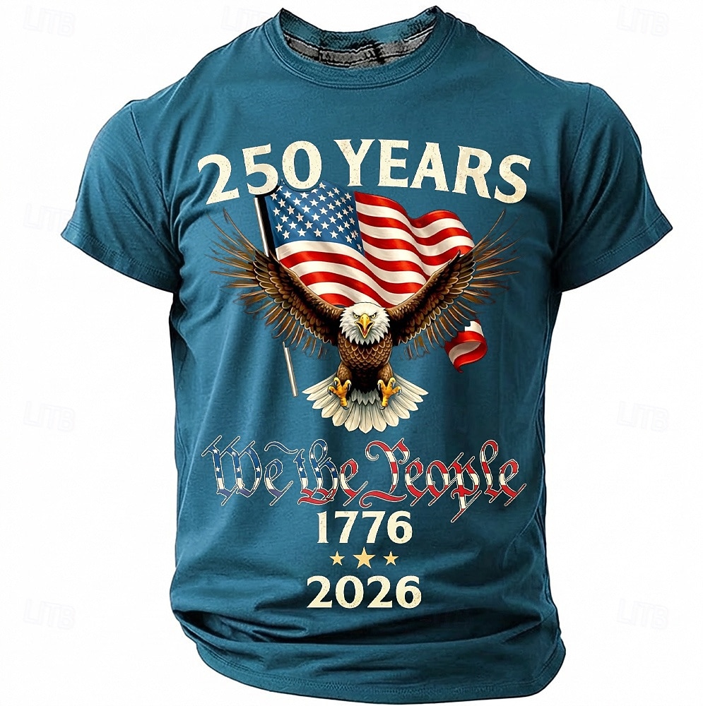 250 Years 1776 2026 We The People Men's Patriotic Bald Eagle American Flag Vintage USA Pride T Shirt Graphic Crew Neck Short Sleeve Independence Day Celebration Gift Designer Clothing Apparel 2026 - $18.99 –P1