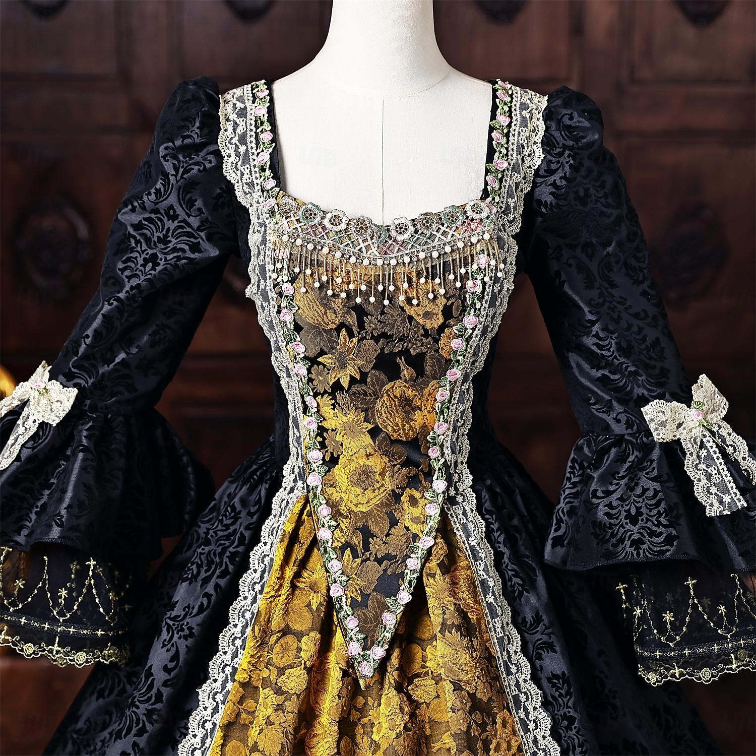Rococo Baroque Ball Gown Floor Length Dress Ball Gown Long Sleeves Princess Bridal Lace Floral Ball Gown Square Neck Fancy Dress Women's Royal Halloween Carnival Masquerade Prom Tea Party Party 2026 - $203.19 –P5