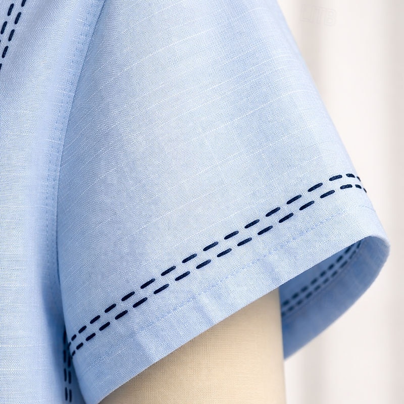 Dámské Tričko Tričko Henley Tričko Top Knoflíky Proužky Módní Krátký rukáv Henley Běžné topy Ležérní Plážové léto Bílá Světlá růžová Nebeská modř Léto Jaro 2026 - $27.99 –P4