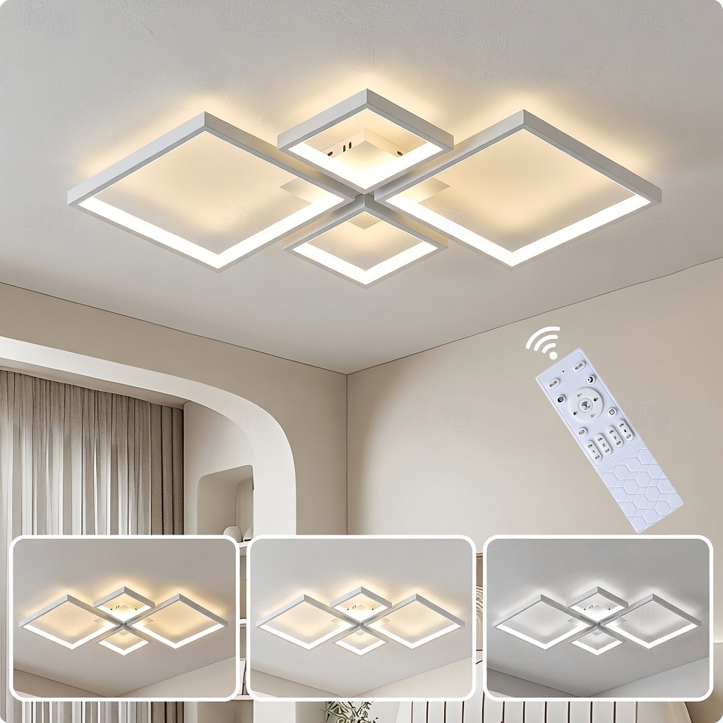 Moderne dimbare led-plafondlamp met afstandsbediening, 4 lichtpunten, aluminium armatuur voor binnenverlichting in woonkamer, slaapkamer, eetkamer, kantoor en keuken, 110-240V. 2026 - $136.99 –P1