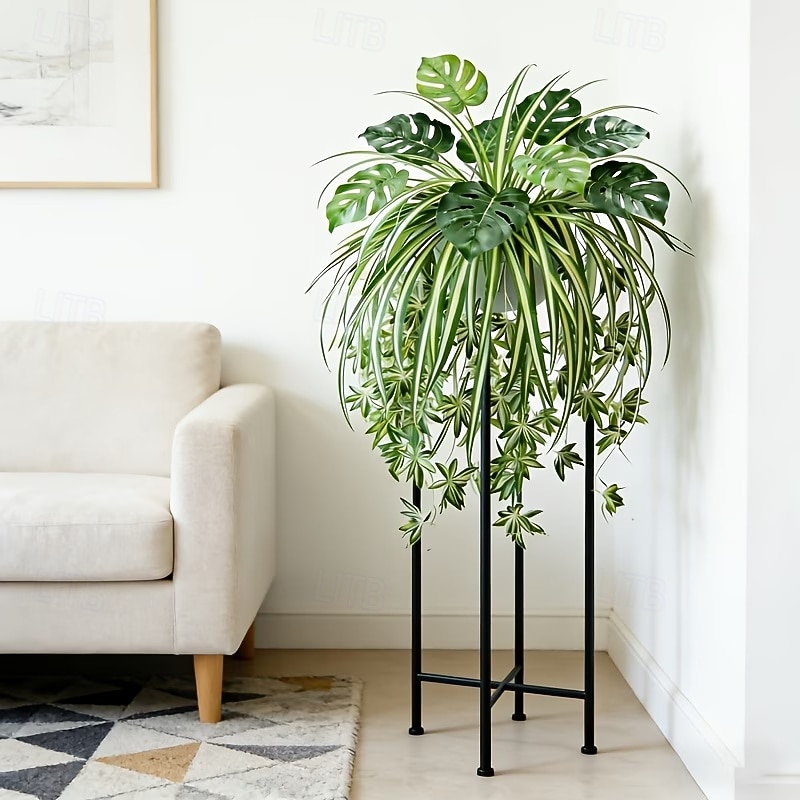 Sada 2 ks = pavoučí rostlina + monstera, umělé závěsné rostliny v severském stylu, UV odolná venkovní zeleň pro domov, obývací pokoj, dekoraci na balkon, vhodné na Valentýna, Velikonoce atd. 2026 - $16.99 –P5
