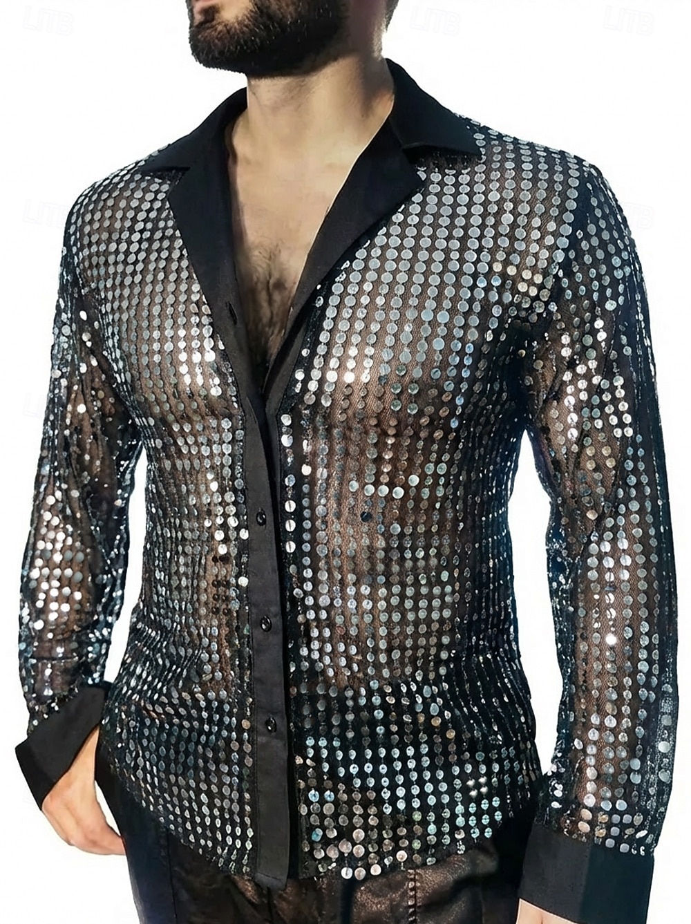 Retro Vintage Anos 70 Anos 80 Japonesa/Curta Hippie Discoteca Paetês Metálico Brilhante Fantasia Homens Fantasia de Carnaval Natal Dia Das Bruxas Carnaval Festa Parada do Orgulho Mês do Orgulho Adulto de 2026 por $24.99 –P4