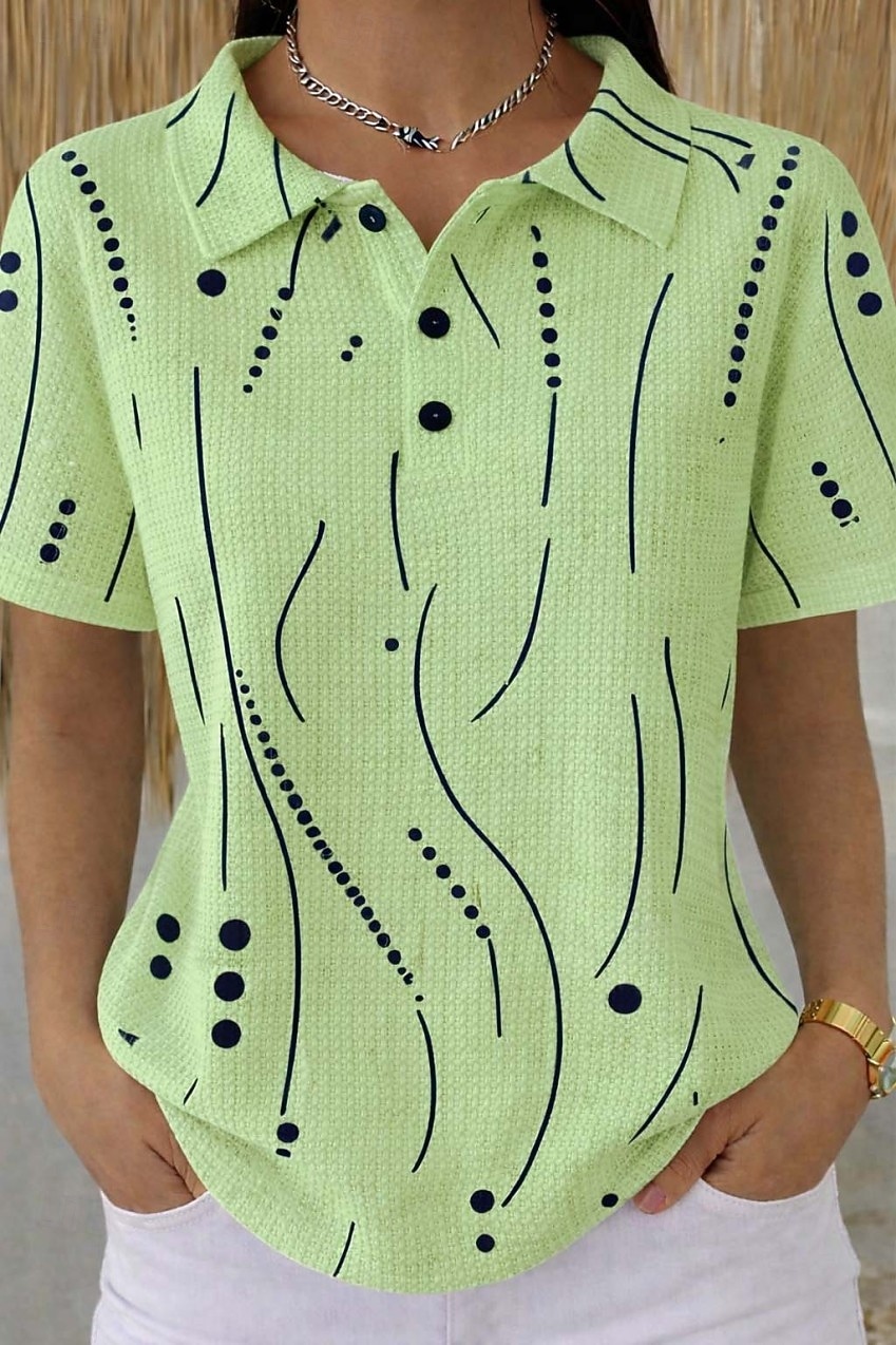 Damen Hemd Waffel-Poloshirts Sommeroberteile Grafik Geometrisch Tupfen Vintage Stilvoll Ärmellos Umlegekragen Normale Oberteile Strandhochzeit Lässig Täglich Blau Weiß Rosa Grün Sommer Frühling Herbst 2026 - $24.99 –P2