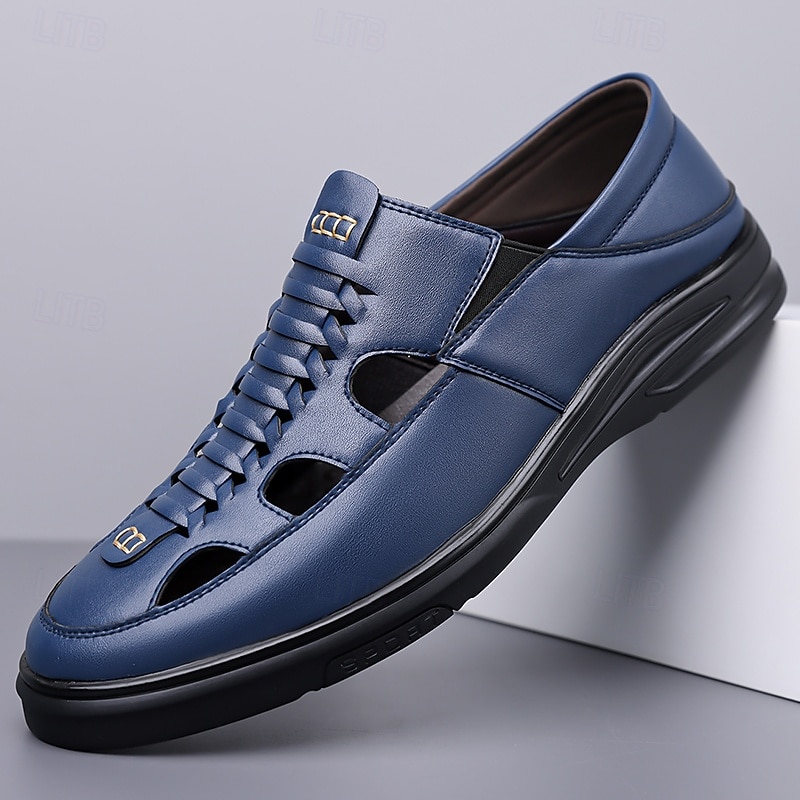 Sandale bărbătești albastre, cu șireturi, casual, respirabile, cu vârful închis, confortabile, de vară, stil smart casual pentru bărbați, ideale pentru purtare zilnică, călătorii în vacanță 2026 - $34.99 –P5