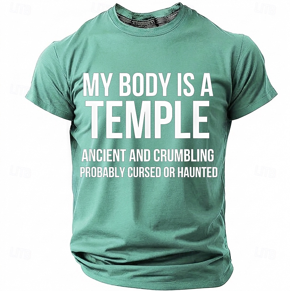 Corpul meu este un templu antic, blestemat, bântuit, tricou amuzant, sarcastic, cu umor, grafic, guler rotund, mânecă scurtă, cadou de ziua de naștere pentru el, cadou de glumă, haine de designer 2026 - $18.99 –P14