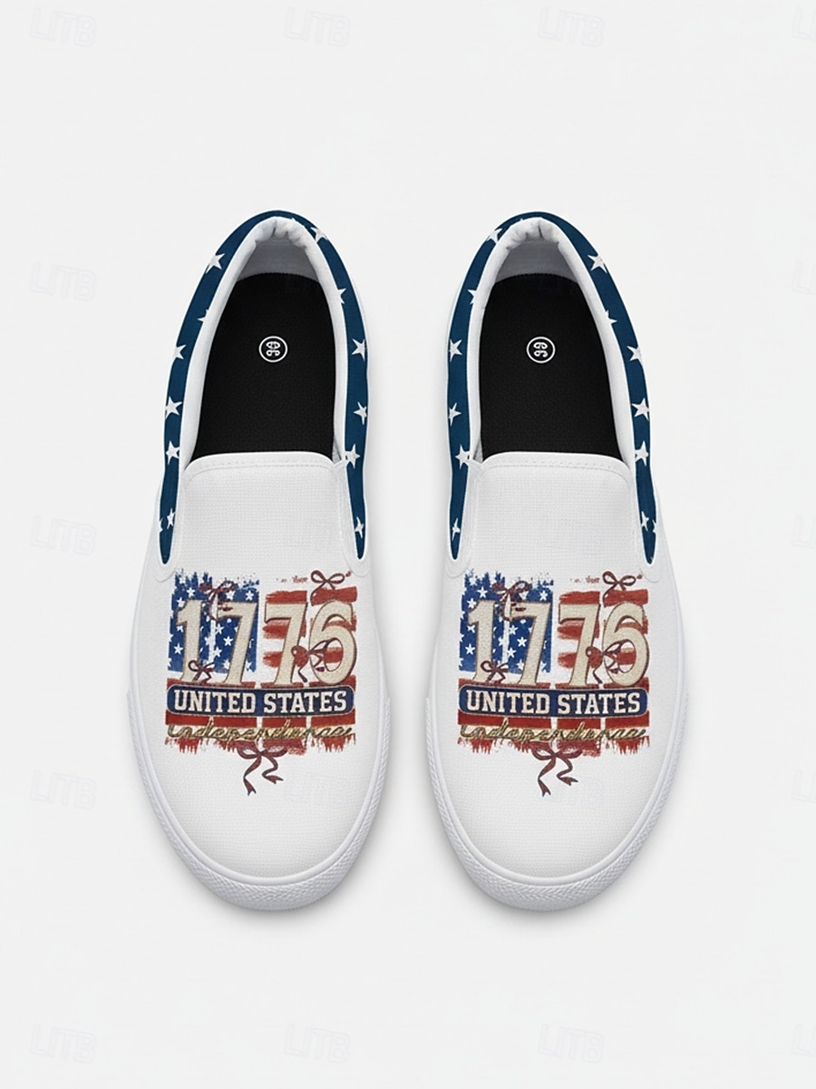 USA:s 250-årsjubileum Dam America slip-on canvas sneakers - Patriotisk USA-flagga tryck Lätta andningsbara vardagsskor för självständighetsdagen parader  vardagligt streetwear 2026 - $46.99 –P2