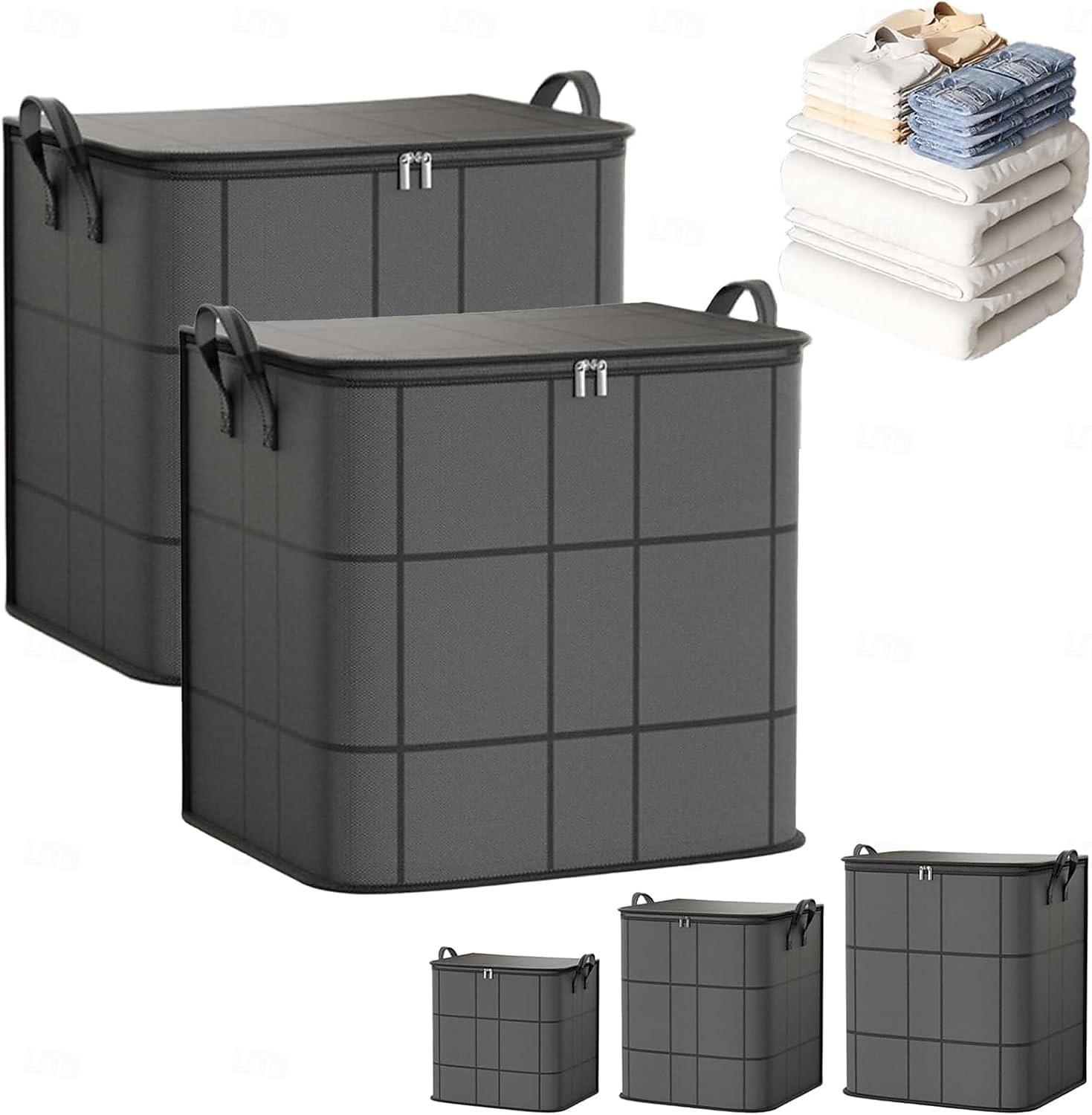 منظم لحاف وفراش مقاوم للغبار مكون من قطعتين، حقائب تخزين كبيرة قابلة للطي بمقابض معززة &سحابات متينة، خزانة ملابس مقاومة للماء &مساحة تخزين أسفل السرير للألحفة والبطانيات والوسائد 2026 - $22.99 –P1