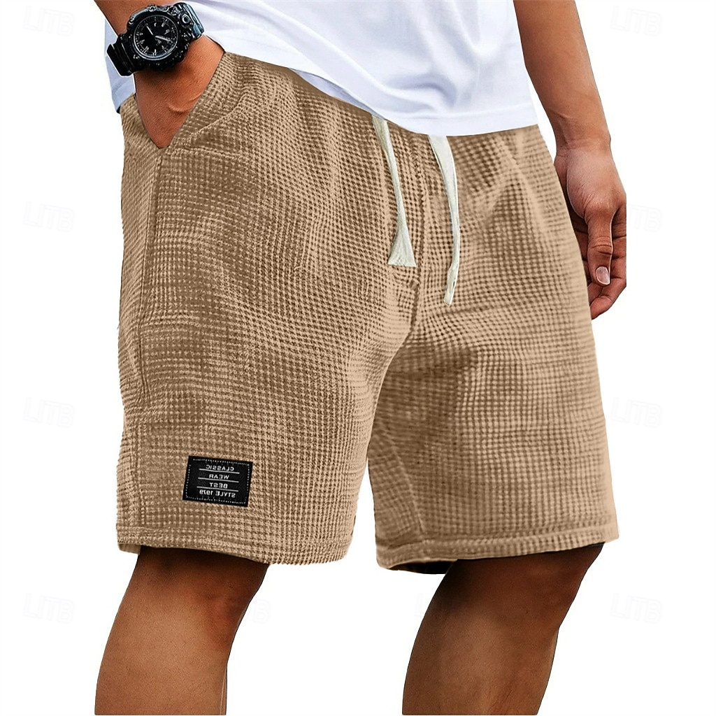 Муж. Вафельные шорты Летние шорты Пляжные шорты Повседневные шорты Кулиска Эластичная талия Сплошной цвет Комфорт Длина колена Повседневные на открытом воздухе Уличная одежда Отпуск Мода 2026 - $21.99 –P2