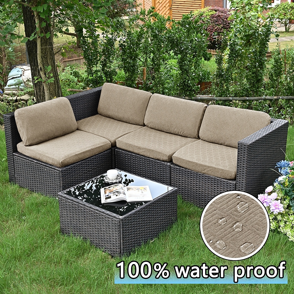 8 fundas elásticas para cojines de patio, fundas impermeables de repuesto para sofás de exterior, sofá de exterior &Fundas para sofás, fundas para cojines de muebles de patio, protector de muebles 2026 - $73.99 –P4
