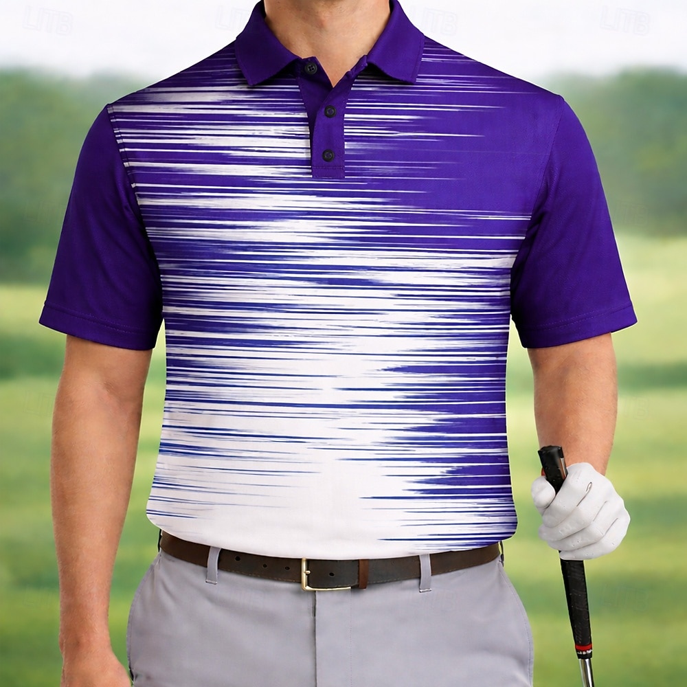 Hombre Golf Línea Camisetas polo deportivas Manga Corta Camisas de polo Camisas con cuello Casual Ropa Deportiva Ropa Cotidiana Impresión 3D Botones Verano Primavera Azul Piscina Morado Negro 2026 - $22.99 –P3