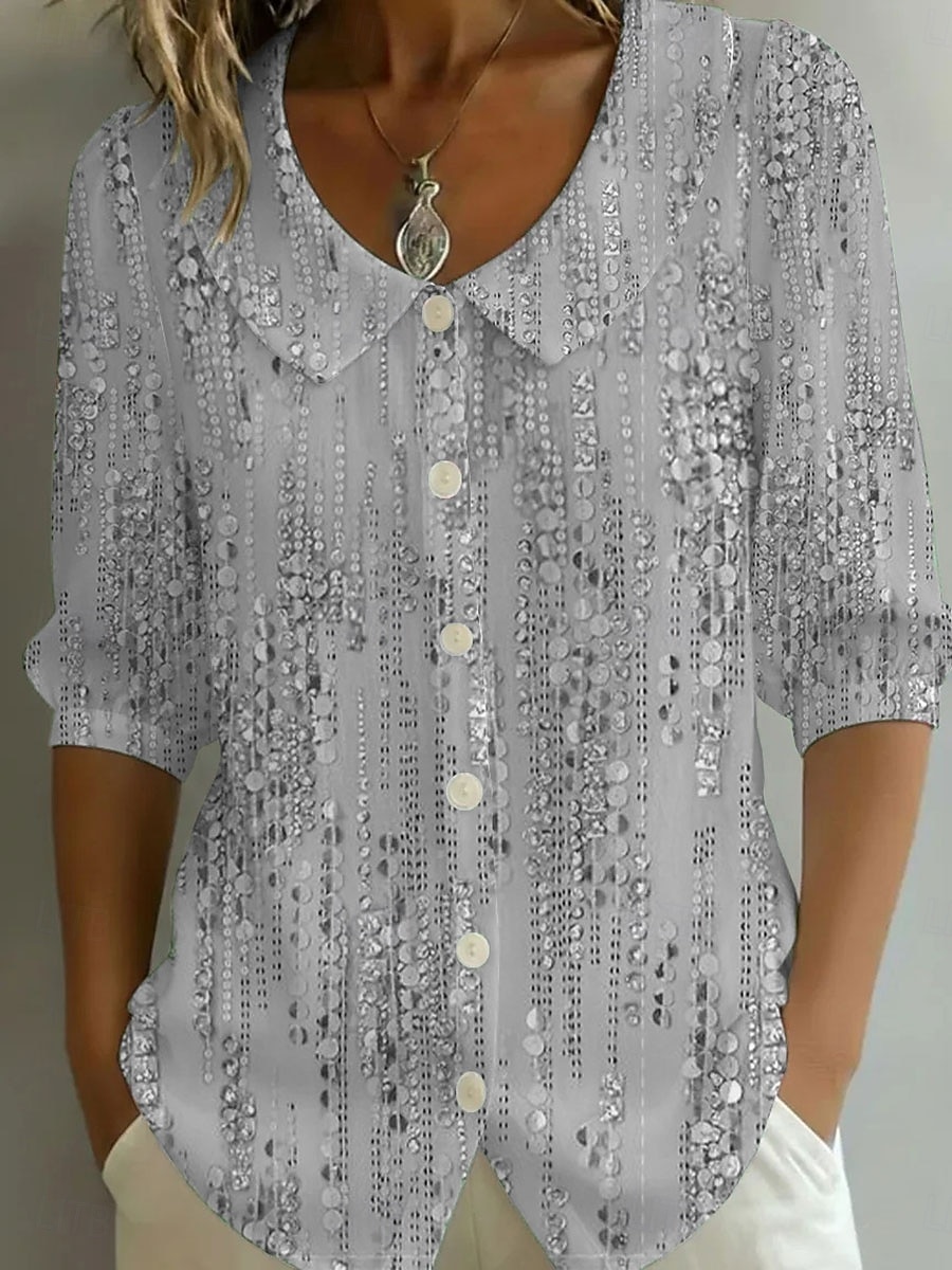 Dames Overhemd Boho-shirt Ombre Grafisch Geometrisch Elegant Bohemen Vakantie Peter Pan kraag Lange tops Dagelijks Feestdagen Uitgaan blauw Paars Groen Grijs Zomer Lente 2026 - $34.99 –P4