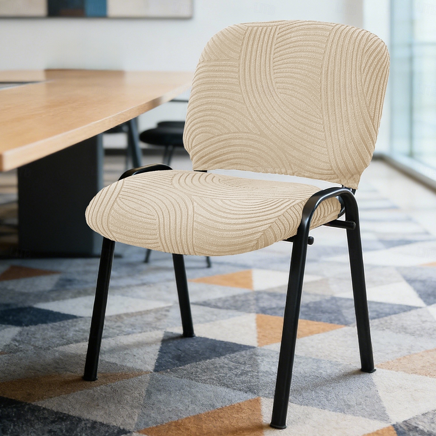 Housse extensible et fendue pour chaise de conférence, protection pour coussin d'assise et dossier de bureau, motif floral arqué, housse antidérapante pour toutes les saisons de 2026 ? $15.49 –P6