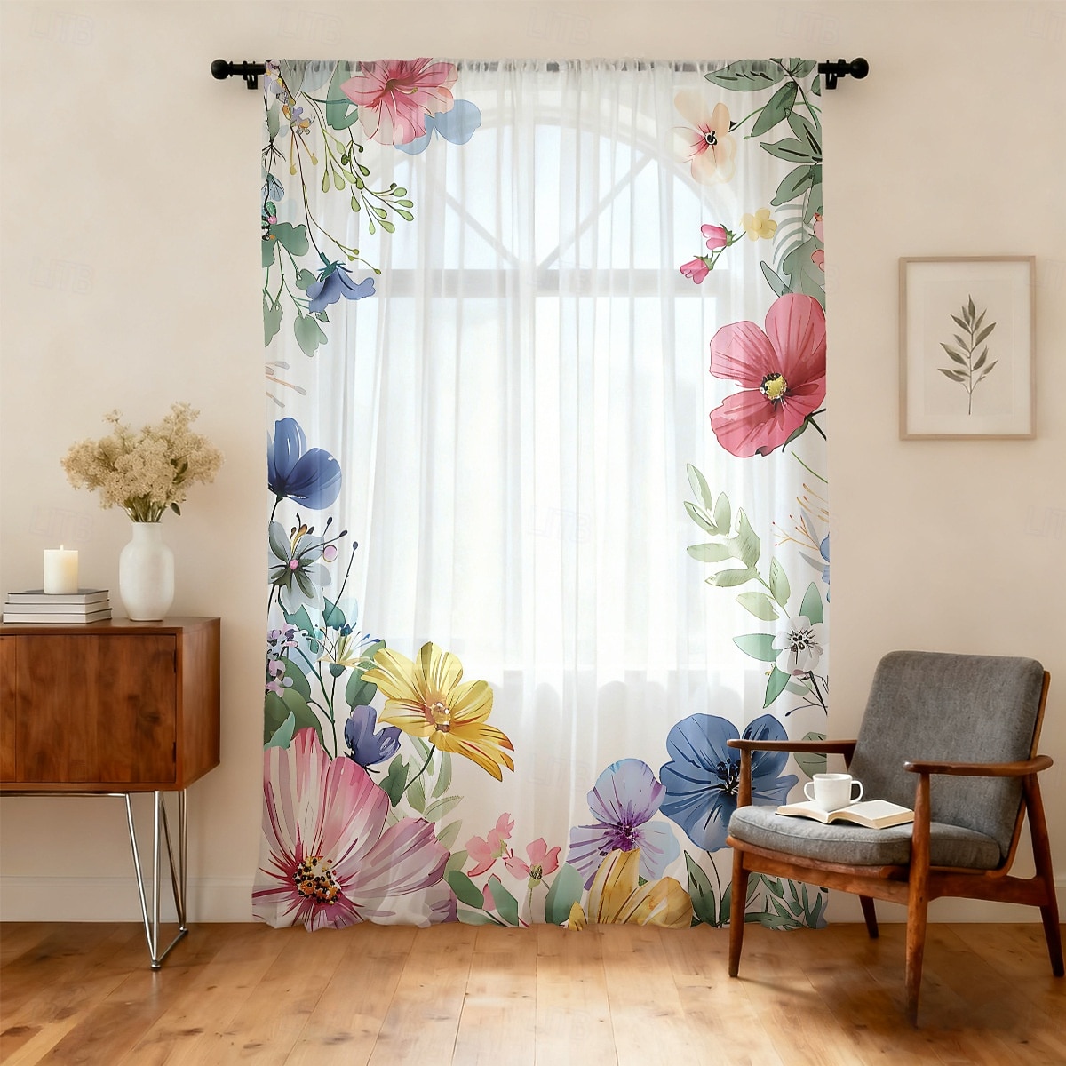 Tenda trasparente per finestre, adatta a tutte le stagioni, per camera da letto e soggiorno, con asta, motivo floreale dipinto a inchiostro, effetto morbido e nebbioso, elegante e leggera. del 2026 a $14.49 –P16