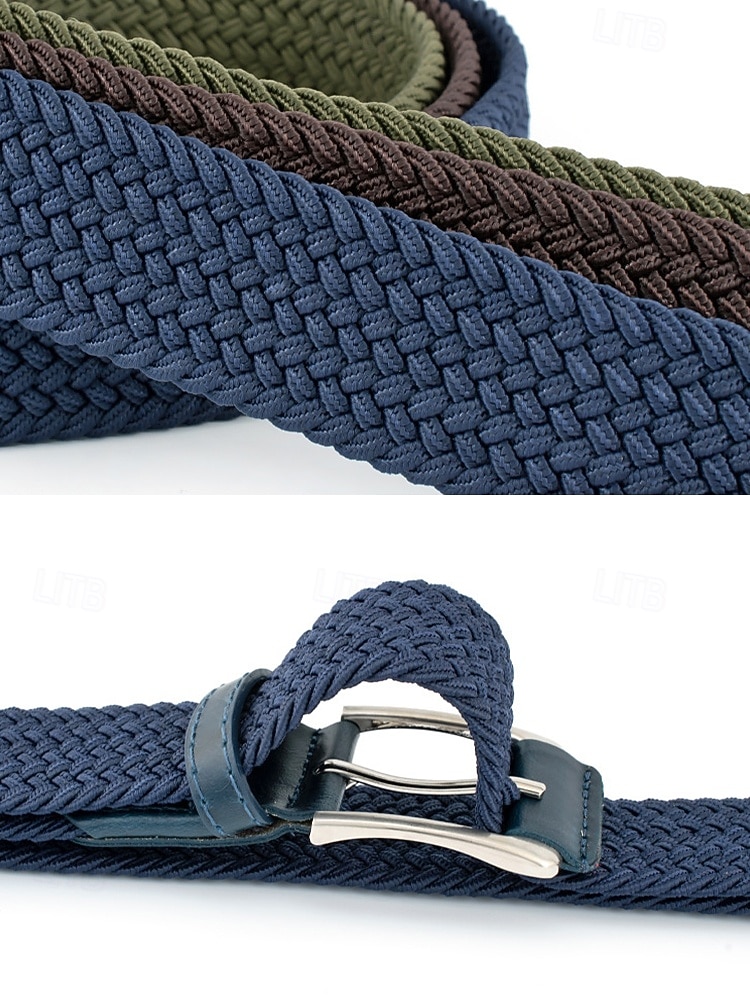 Geflochtener Herren-Stretchgürtel mit Kunstlederbesatz, verstellbarer, gewebter Freizeitgürtel in verschiedenen Farben für den Alltag, Strandurlaub, Reisen und Resort-Looks 2026 - $11.99 –P8