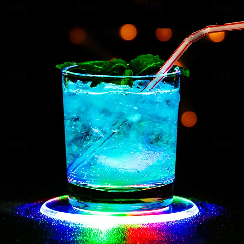 3 stuks LED-onderzetters van acryl voor cocktails, met een flitsende basis en ultradunne LED-verlichting, perfect als decoratie voor je bartafel. 2026 - $23.99 –P9