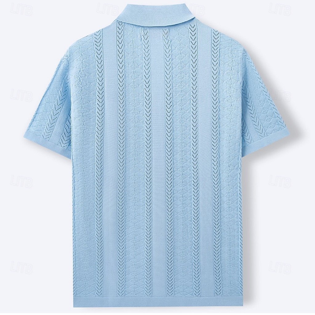 Men's Shirt Casual Shirt Button Up Shirt Jacquard Shirt Blue Green Apricot Short Sleeve Plain Cuban Collar Casual Daily Buttons Clothing Apparel Viscose Elegant Fashion Casual 2026 - $32.99 –P3