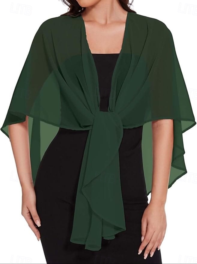 Sjalar Bolero Mammas Wraps Bridal's Wraps Bröllopsgästs wraps Elegant damer Formell Stil Ärmlös Chiffong Brudsjalar Med Ren Färg Till Dagligen Vår & sommar 2026 - $34.99 –P4