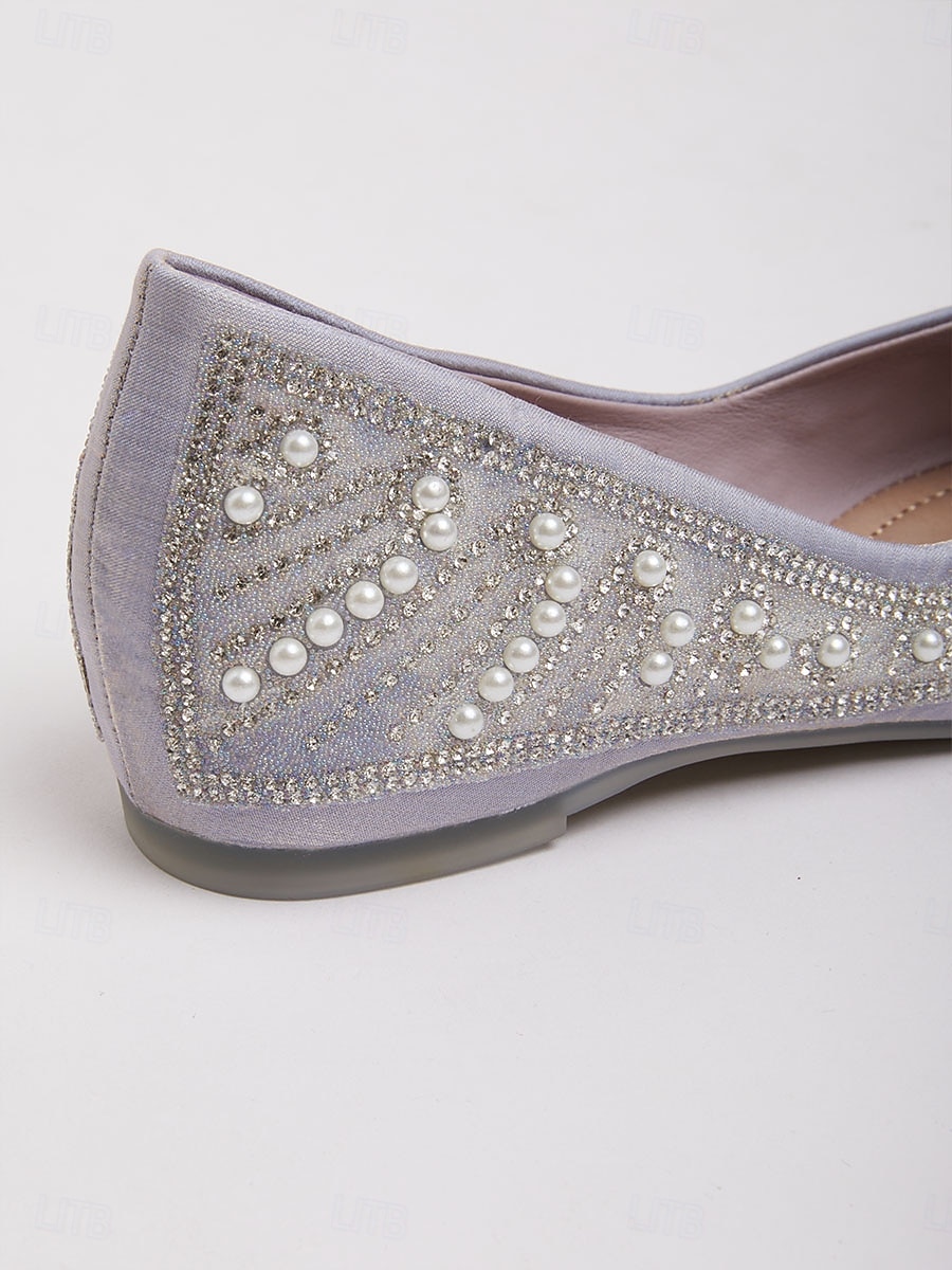 Γυναικεία Τεχνητό διαμάντι Επίπεδο Τακούνι Μυτερή Μύτη Κομψό Γκρίζο 2026 - $75.99 –P3