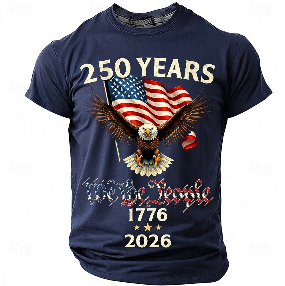 250 Years 1776 2026 We The People Men's Patriotic Bald Eagle American Flag Vintage USA Pride T Shirt Graphic Crew Neck Short Sleeve Independence Day Celebration Gift Designer Clothing Apparel 2026 - $18.99 –P5