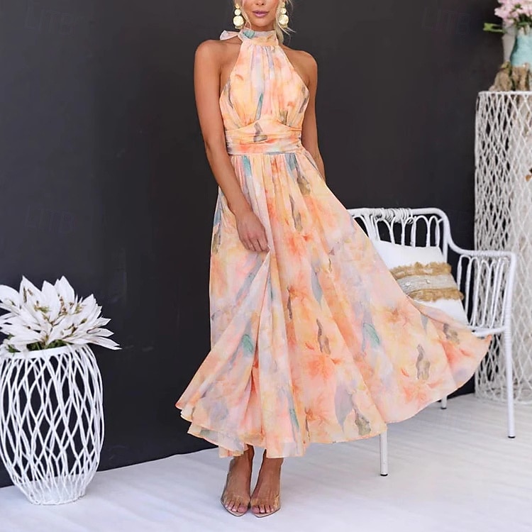orange chiffon summer dress Orange Chiffon Maxi Dress - Long Sleeves, Flowy Silhouette 5076