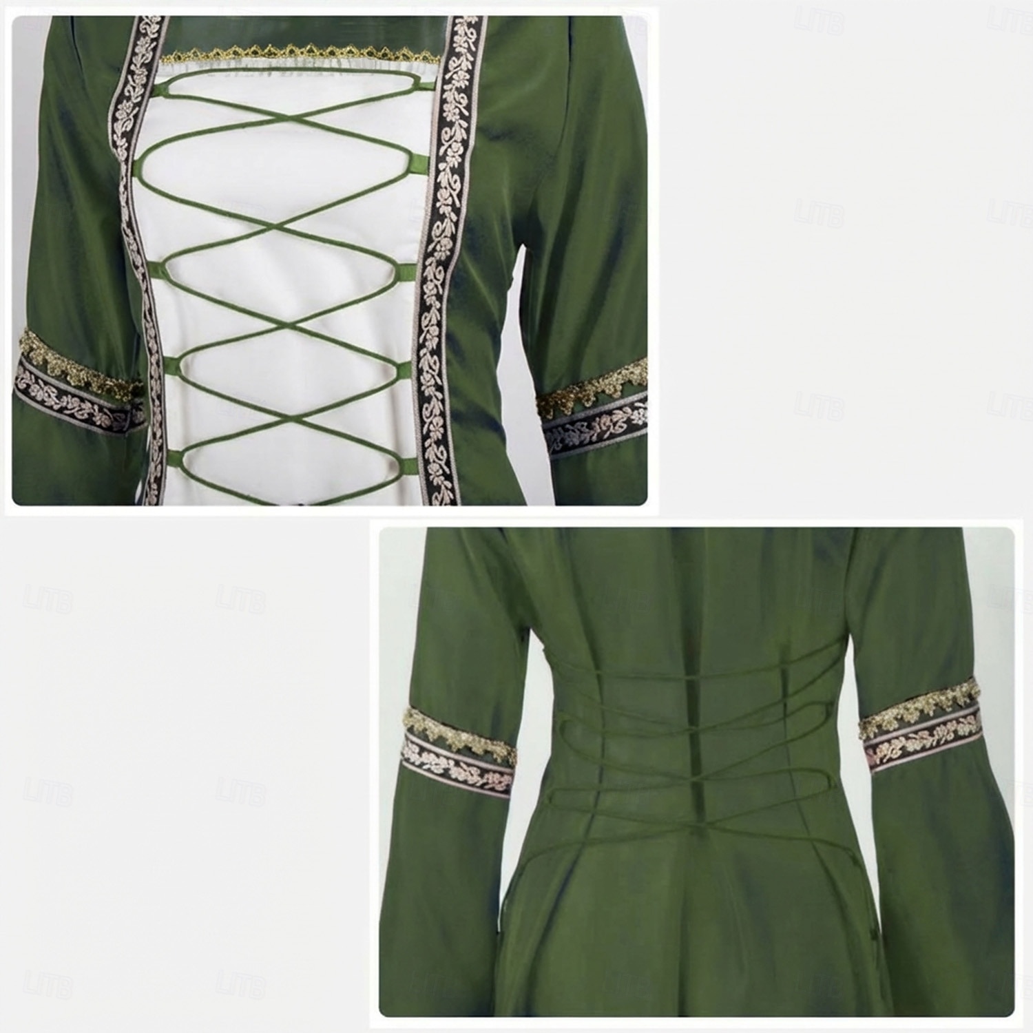 Medieval Renacimiento Vestidos Disfraz de lujo Bruja Vikingo Disfraz Mujer Celta Fantasía Víspera de Todos los Santos Carnaval Rendimiento LARP Feria Ren Adulto Vestido 2026 - $46.99 –P4