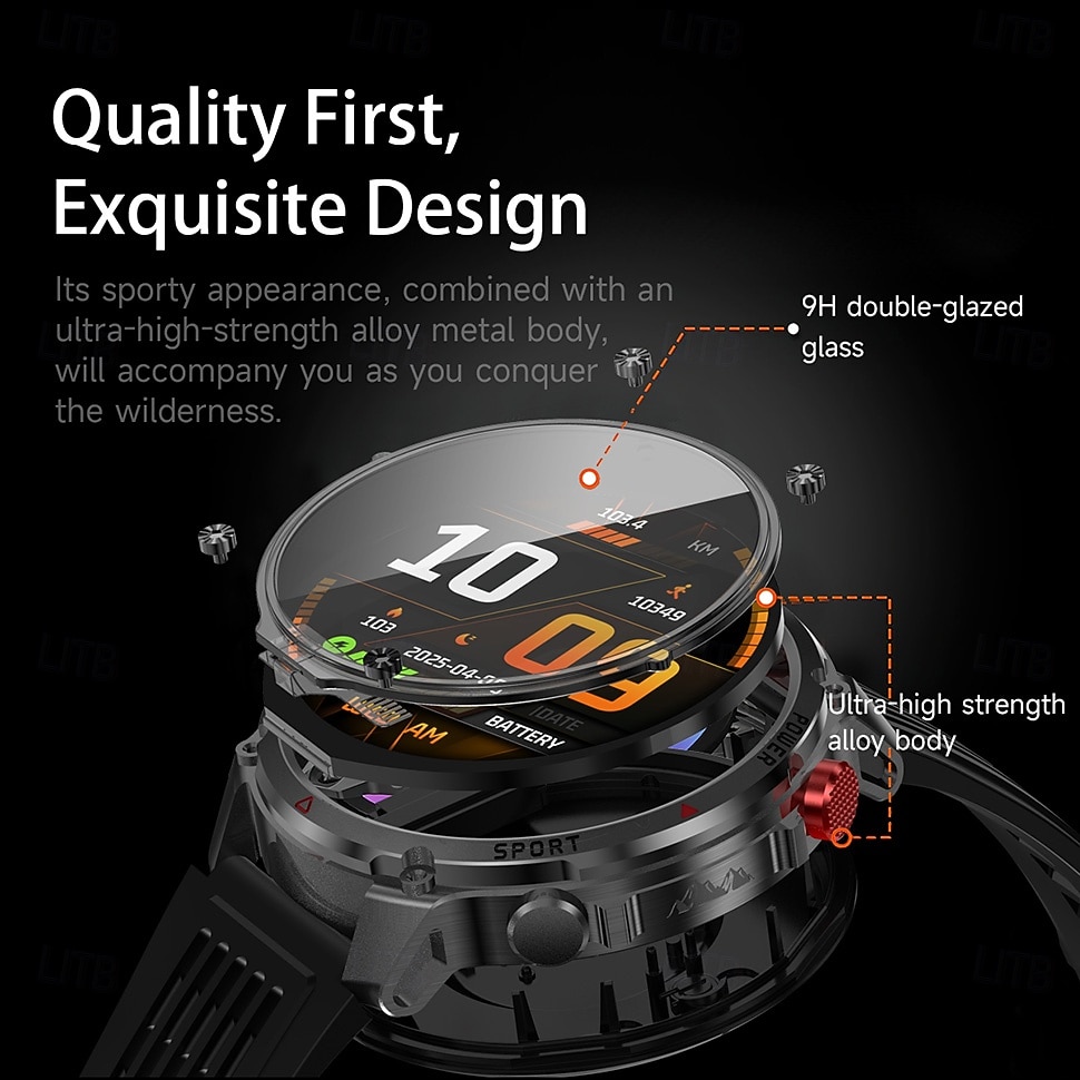 Rugged Military Smart Watch for Men with Bluetooth Call, 1100mAh Battery, LED Flashlight & Compass, IP68 Waterproof Outdoor Tactical Fitness Watch, 100+ Sports Modes Smartwatch for Android iOS 2026 - $54.99 –P6