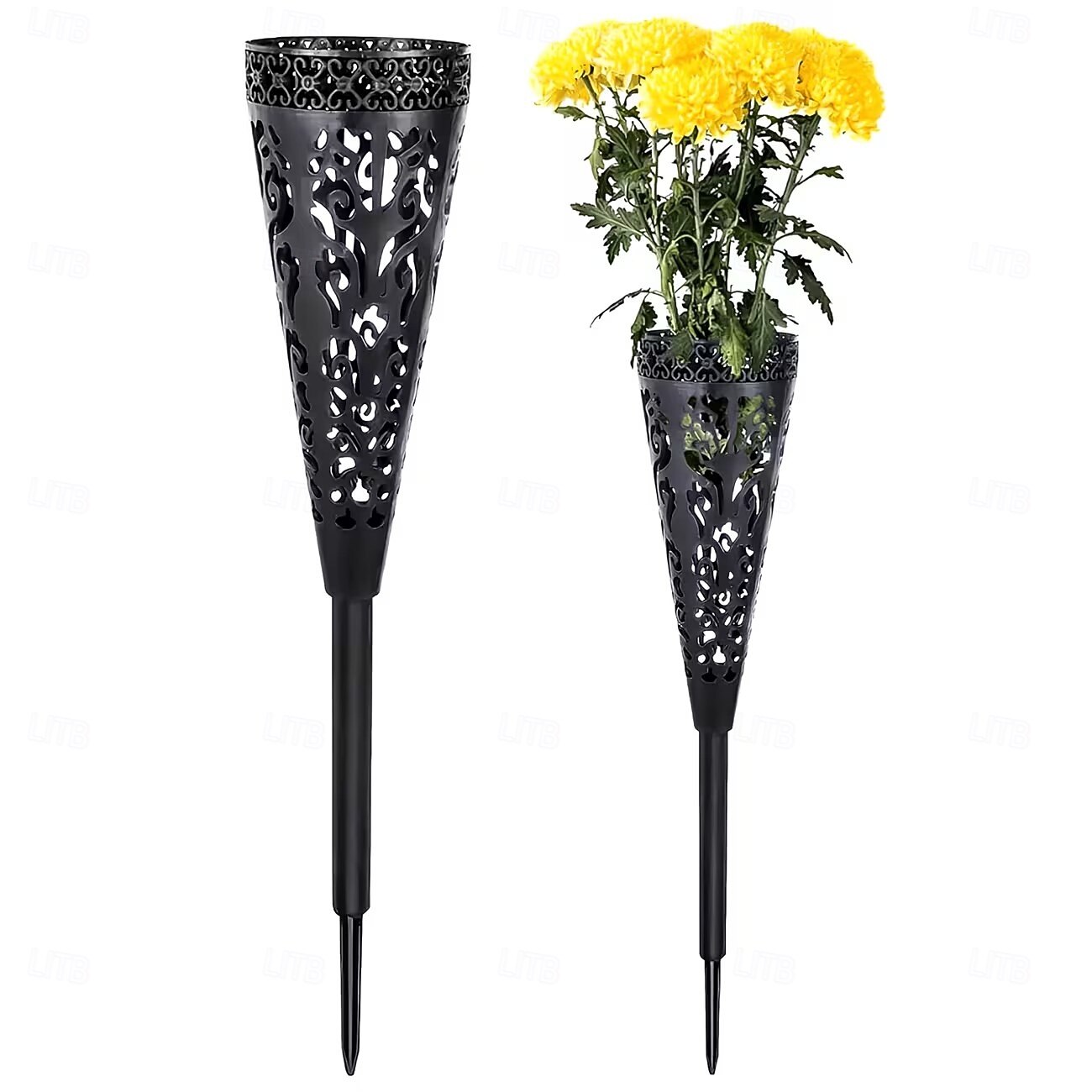 2/4 vasi da cimitero con punte per il giorno della memoria, paletti da giardino pasquali da esterno, decorazioni per lapidi a tema casa, esposizione di piante stagionali, decorazione del cimitero del 2026 a $11.99 –P5