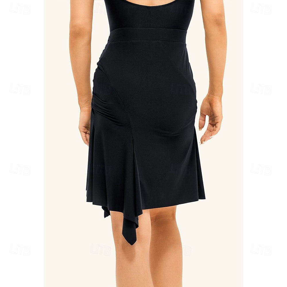 Falda de práctica de baile latino para mujer - diseño con cordón ajustable y fruncido lateral para salsa y rumba. &cha-cha 2026 - $73.99 –P2