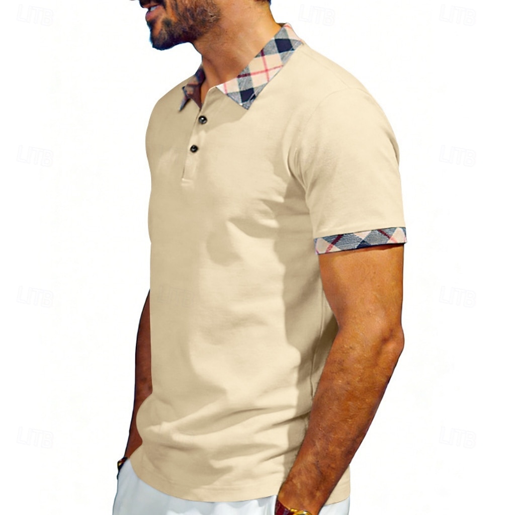Hombre Camisetas polo Casual Negocio Diseño Manga Corta Básico Moderno Plaid Ligero Botones Verano Primavera Ajuste regular Azul Piscina Negro Blanco Rojo Azul Marino Albaricoque Camisetas polo 2026 - $21.99 –P4