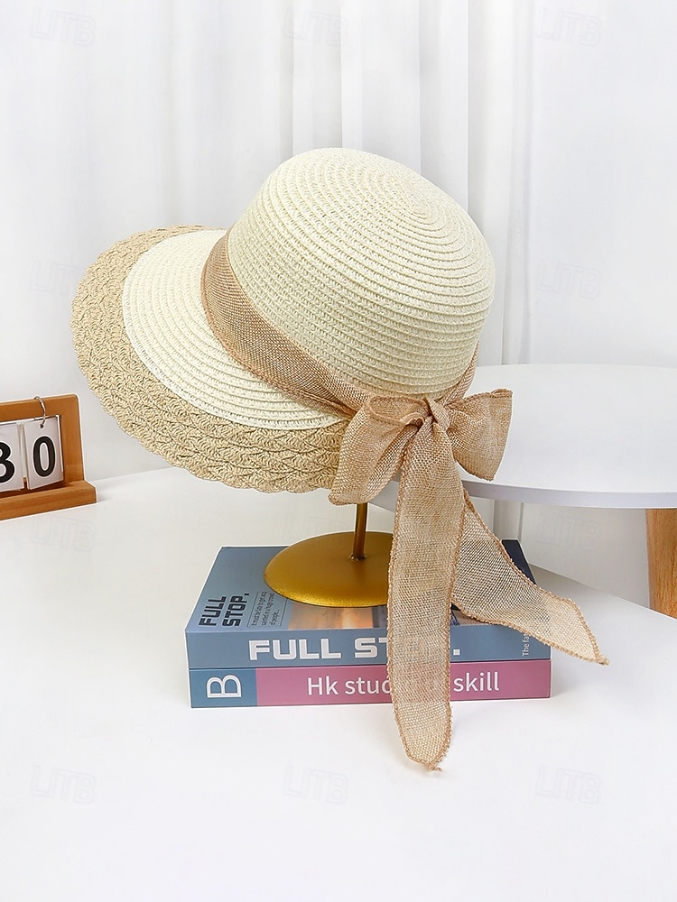 Sombrero de paja bohemio para mujer, ala ancha, varios colores, decoración con lazo, sombrero de playa ligero para verano, vacaciones, ropa informal para exteriores 2026 - $14.99 –P8
