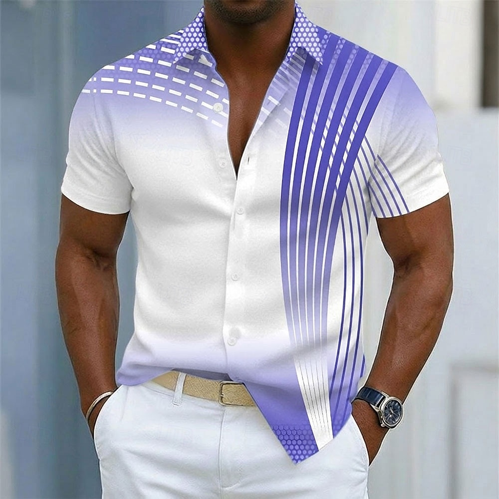 Voor heren Geometrisch Overgangskleur Abstracte kunst Overhemd Overhemd met knopen Casual overhemd Korte mouw Zakelijk informeel Dagelijks Buiten Vakantie Zomer Lente Strijkijzer 3D-afdrukken shirts 2026 - $25.99 –P4